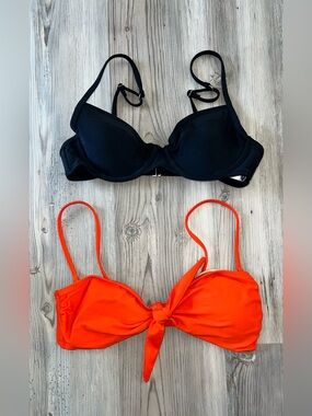 2 Old Navy Swimsuit Bikini Tops Black and Orange Small s
